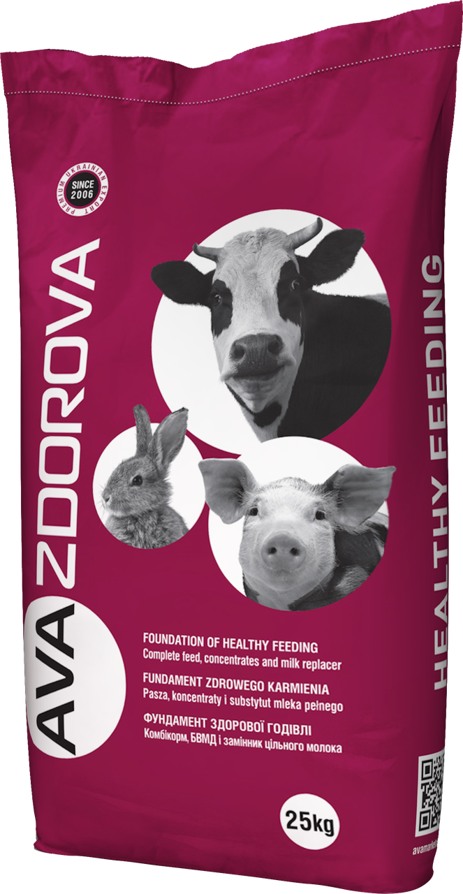 Корм для ягнят AVA ZDOROVA ДРХ Гровер - гроверний комбікорм для овець, ягнят 3-6 місяців. Мішок 25 кг.
