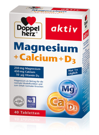 Вітаміни Доппельгерц Магній + Кальцій + D3 (Doppelherz Magnesium + Calcium + D3), фото 1