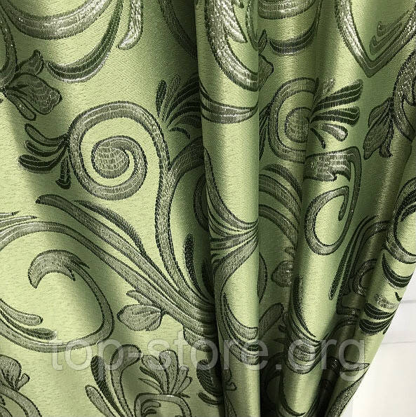Готові жакардові штори Штори з люрексом Жакардові штори Штори зелені на тасьмі
