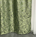 Готові жакардові штори Штори з люрексом Жакардові штори Штори зелені на тасьмі, фото 8