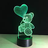 3D світильник "Ведмедик з кулькою ",Кращий подарунок для мами, подарунок для мами, креативний подарунок дівчині, фото 3