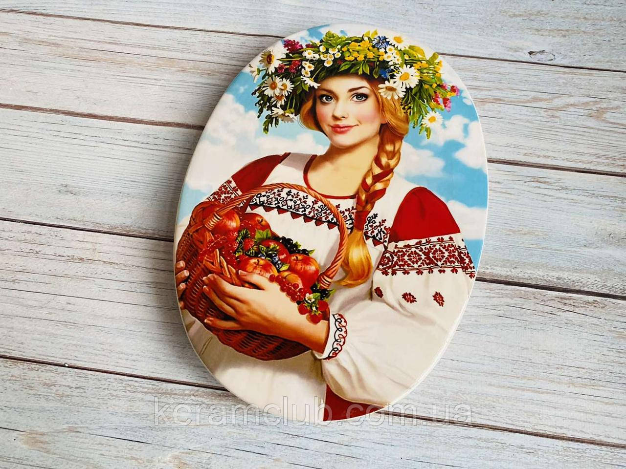 Панно "Українка" (Підставка під гаряче овальне) 29*20 см