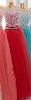 Вечірнє ошатне плаття (біло-червоне) 15-30-черв