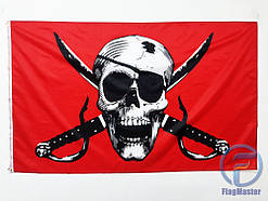 Піратський прапор Веселий Роджер червоний 150х90 см