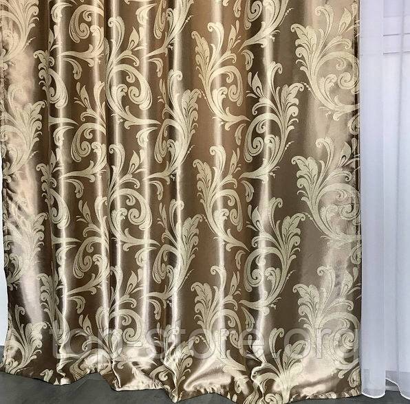 Готовий комплект штор блекаут Штори на тасьмі Штори 150x270 Якісні штори Штори колір Капучіно