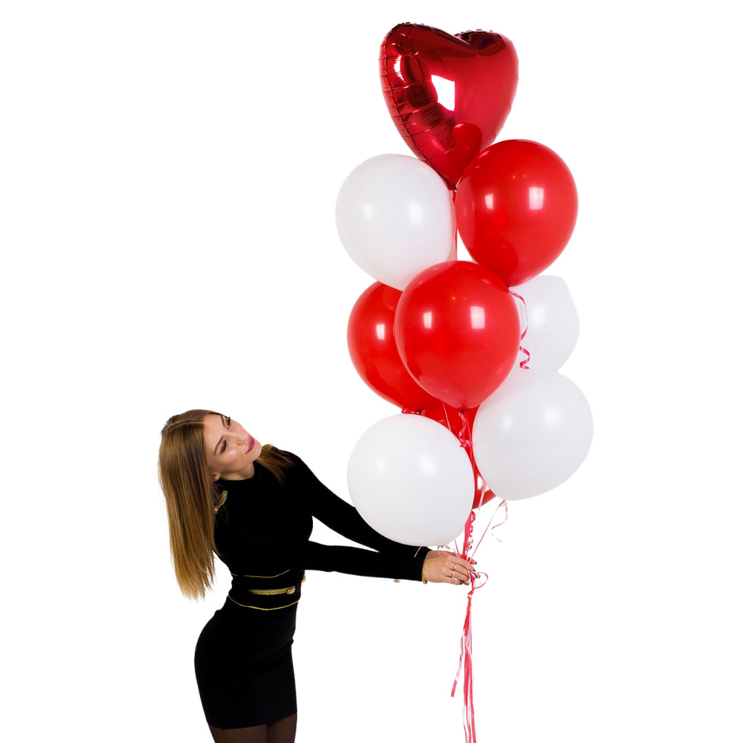 Повітряні кульки на день народження в червоно-білих кольорах