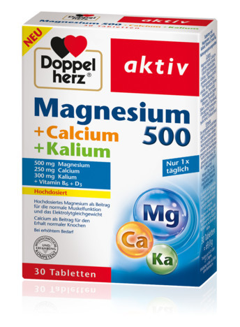 Вітаміни Допельгерц Магній 500 Кальцій Калій Doppelherz Magnesium 500 + Calcium + Kalium, фото 1