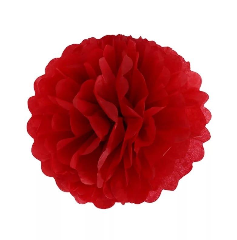 Декор паперові помпони тіш'ю 25 см Бордовий | День святого Валентина
