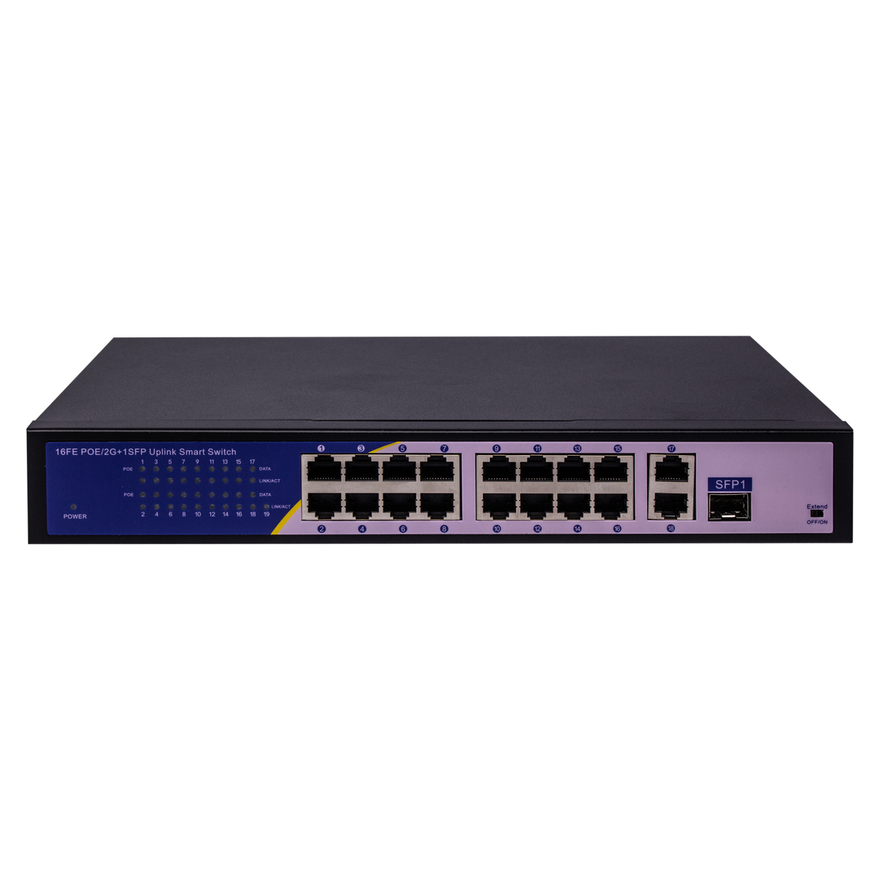 Коммутатор сетевой POE Green Vision GV-010-D-16+2 PG+1 SFP (16xPOE, 2xLAN, 1xSFP) - фото 3 - id-p1375452851