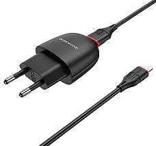 Зарядний пристрій (зарядка) для телефону Borofone BA49A + кабель USB - Lightning Чорний, фото 4