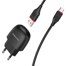 Зарядний пристрій (зарядка) для телефону Borofone BA49A + кабель USB - Micro USB Чорний, фото 4