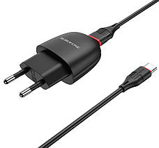 Зарядний пристрій (зарядка) для телефону Borofone BA49A + кабель USB - Type-C Чорний, фото 5
