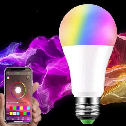 Розумна світлодіодна лампа з WI-FI управлінням 9W 4000К+RGB A60 E27 220V Код.52592, фото 3