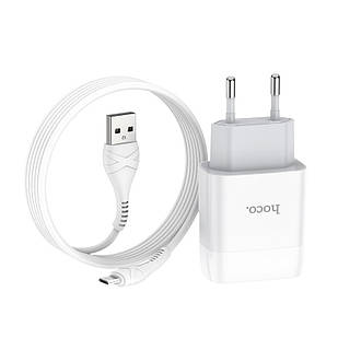 СЗУ зарядка HOCO C73A Glorious 2USB/2,4A+кабель Micro Usb White