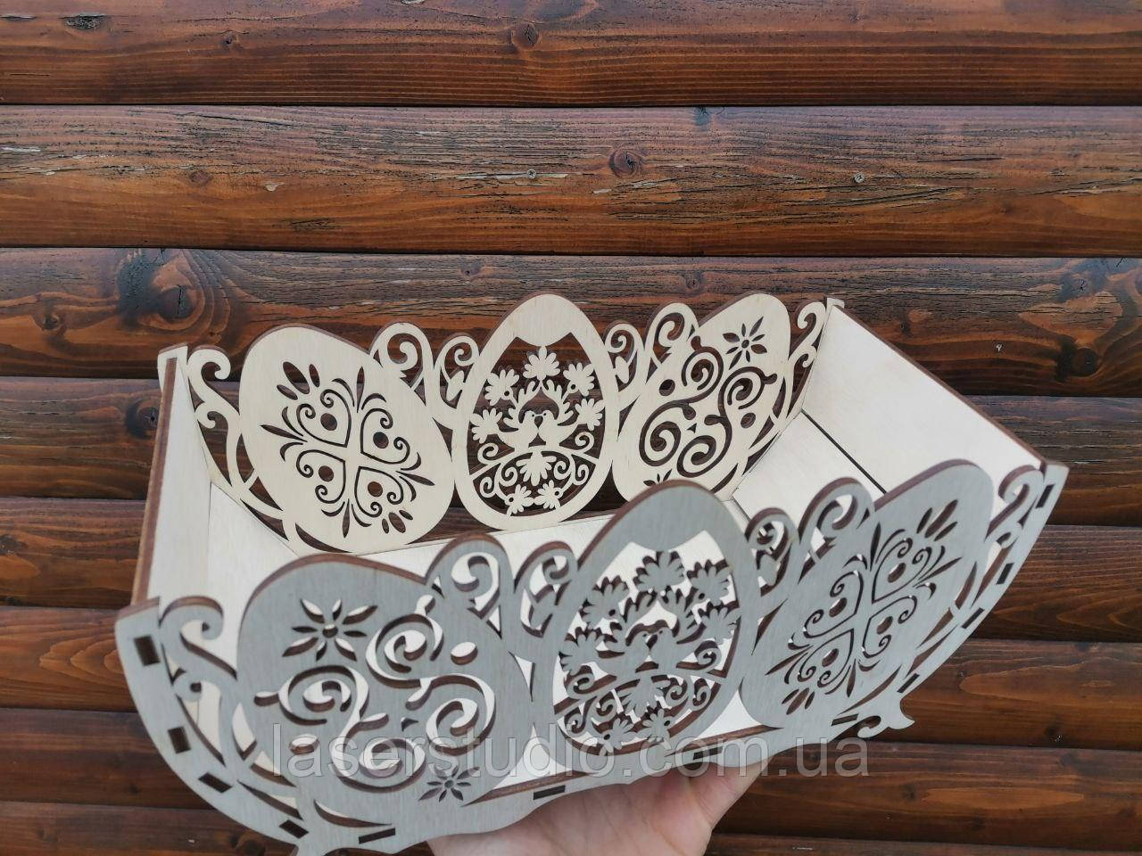 Великодній кошик | Великодня дерев'яна підставка для Паски і яєць, фото 1