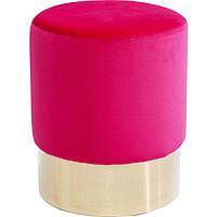 Пуф-стул круглый мягкий MeBelle CANDY 35 х 42 см в прихожую, спальню ярко-розовый, фуксия велюр в стиле ар-дек