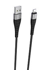 Кабель для зарядки телефона/ смартфона Borofone BX32 Munificent USB - Lightning 2.4 А 1 м Чорний, фото 4