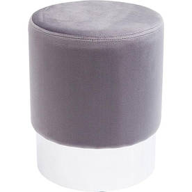 Круглий пуф MeBelle CANDY 35 х 42 см у передпокій, спальню світло-сірий сріблястий велюр у стилі ар-деко