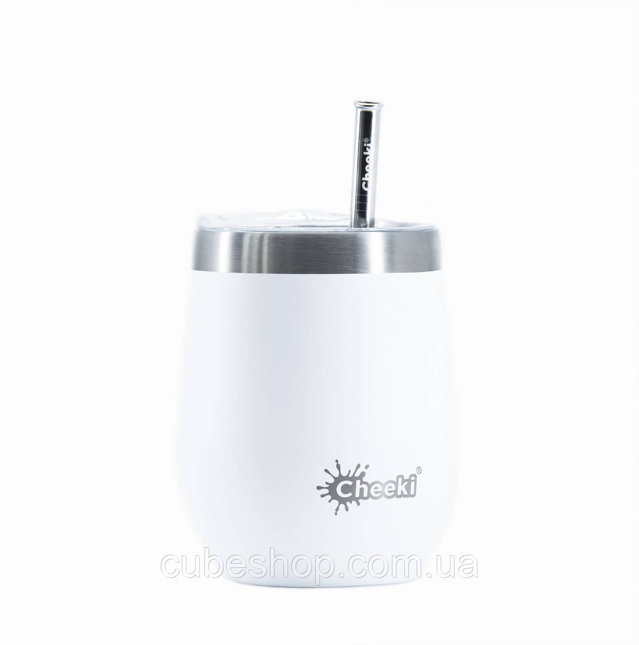 Термостакан для напоїв із сталевою трубочкою Cheeki Wine Tumbler Spirit White (320 мл)