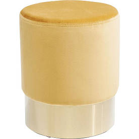 Пуф-стул круглий MeBelle CANDY 35 х 42 см у передпокій, спальню світло-жовтий, гірчичний велюр + золото в стилі ар-деко