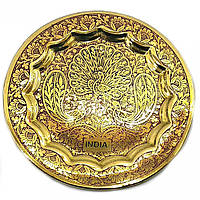 Тарелка бронзовая настенная "Павлины" красная (d-14.5 см)