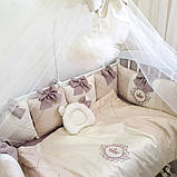 Бортики в ліжечко,:
 балдахін, простирадло, ковдра, подушка, підковдра, фото 3
