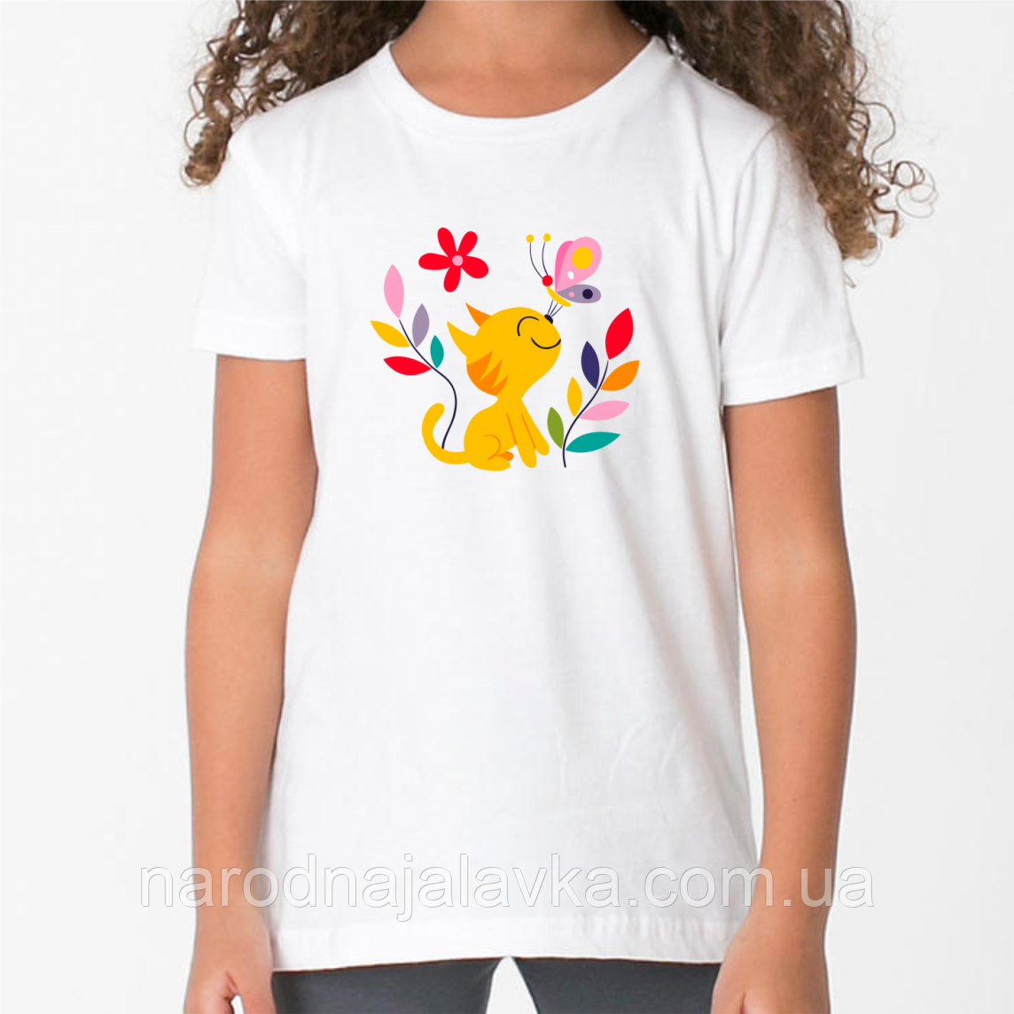 Футболка дитяча Милий котик. Футболка для дівчинки.