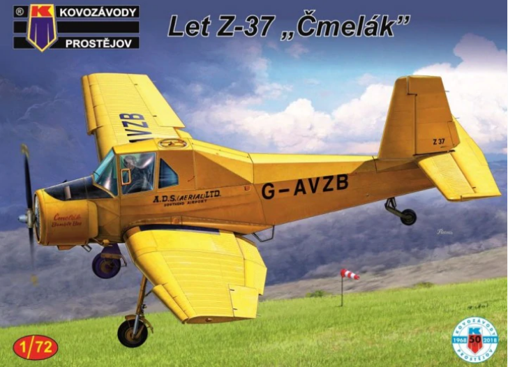 Пластикова модель 1/72 Kovozavody Prostejov 0120 Чехословацький літак Zlín Z-37 Čmelák GB,CZ,FIN, фото 1