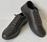 Mante X! Універсальні шкіряні туфлі кеди без шнурків для чоловіків колір коричневий 45, фото 4