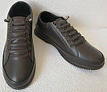 Mante X! Універсальні шкіряні туфлі кеди без шнурків для чоловіків колір коричневий 45, фото 7