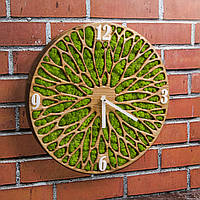 Годинник з мохом. Годинник настінний. Годинник з дерева. Діаметр 35 см