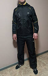 Костюм спортивний чорний/костюм в стилі Adidas з капюшоном/костюм балоньовий для бігу/костюм спортивний