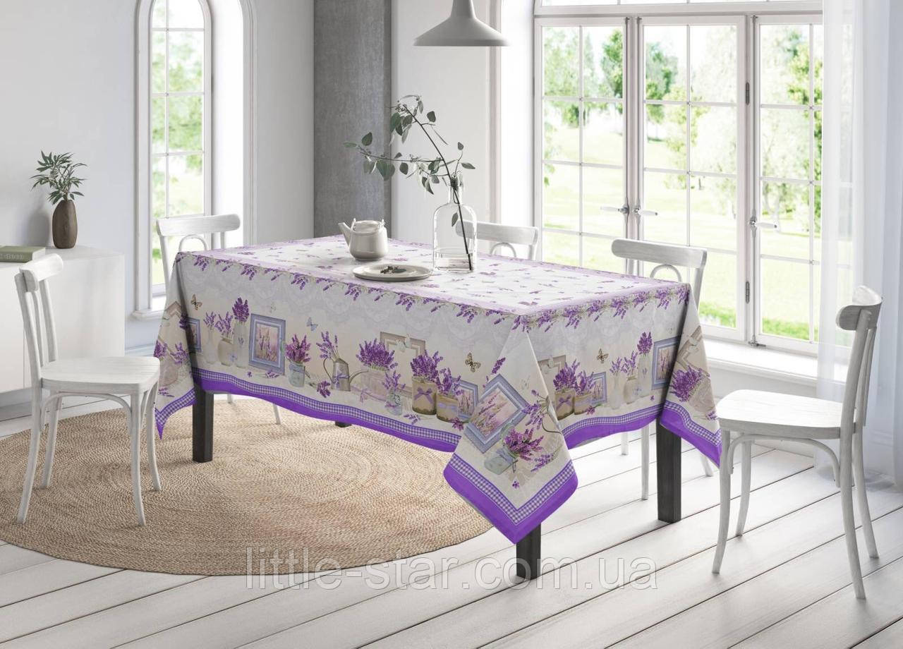 Скатертина водовідштовхувальна 144*234 см Лаванда, Тиротекс, 100% бавовна, бузковий