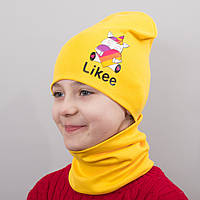 Детская шапка с хомутом КАНТА "Likee" размер 48-52 желтый (OC-846)