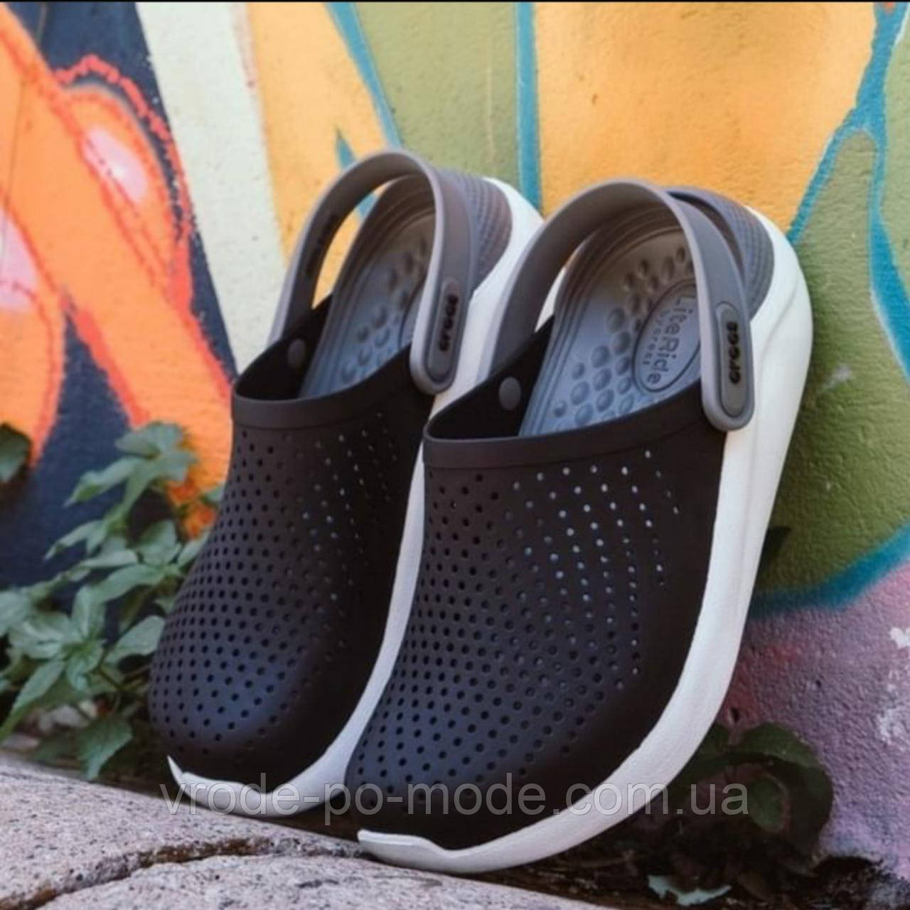 Лайтрайд підліткові та жіночі, крокси унісекс стильні чорні, легкі шльопанці літні Crocs LiteRide оригінал, фото 1