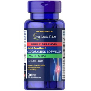 Для суглобів і зв'язок Puritan's Pride Triple Strength Glucosamine Boswellia Magnesium (60 таблеток.)