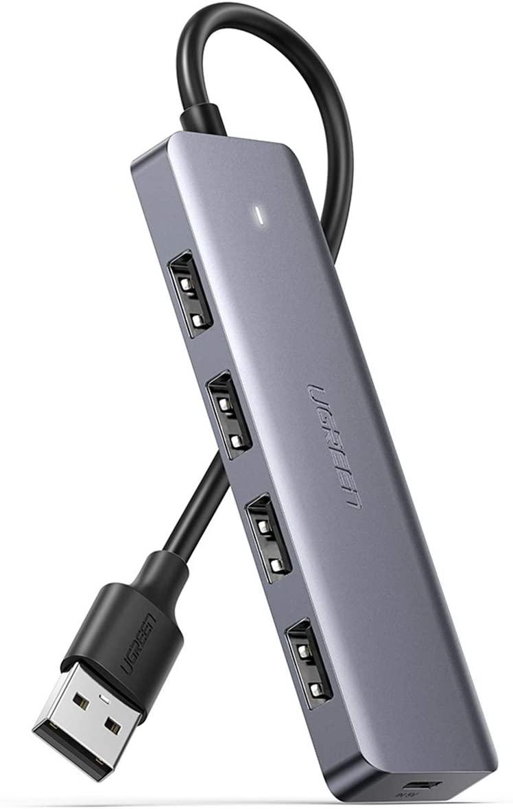 USB-хаб Ugreen USB 3.0 hub тонкий портативний 4-портовий концентратор 16СМ Black (CM219)