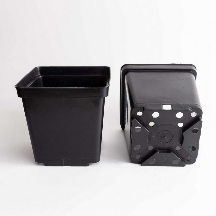 Горщик квадратний 3 л / 16х16х16 см для розсади та квітів * технічний пластиковий чорний горщик для рослин, фото 1