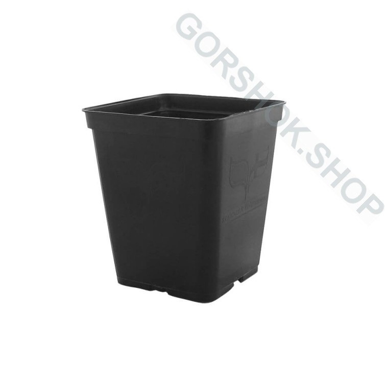 Горщик квадратний 0.7 л / 9.7х9.7х11 см для розсади та квітів * технічний пластиковий чорний горщик для рослин, фото 1