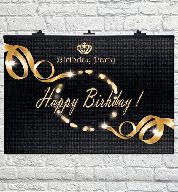 Святковий плакат "Happy Birthday black" розмір - 75х120 см. + тубус
