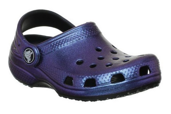 Крокси для дівчинки сабо Класик Перламутрові оригінал / Crocs Kids Classic Iridescent Clog (12644), Сині 26
