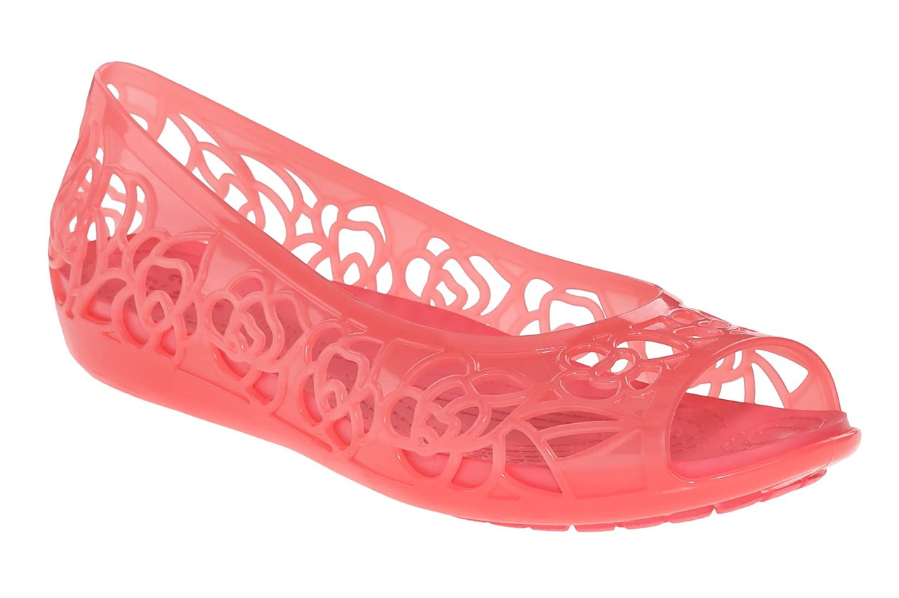 Босоніжки балетки для дівчинки Крокси Ізабелла/Crocs Girls Isabella Jelly Flat Juniors (203282), Коралові