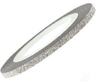 Голографическая полоска для ногтей ANVI 3 мм серебряная с блестками (10863Gu)
