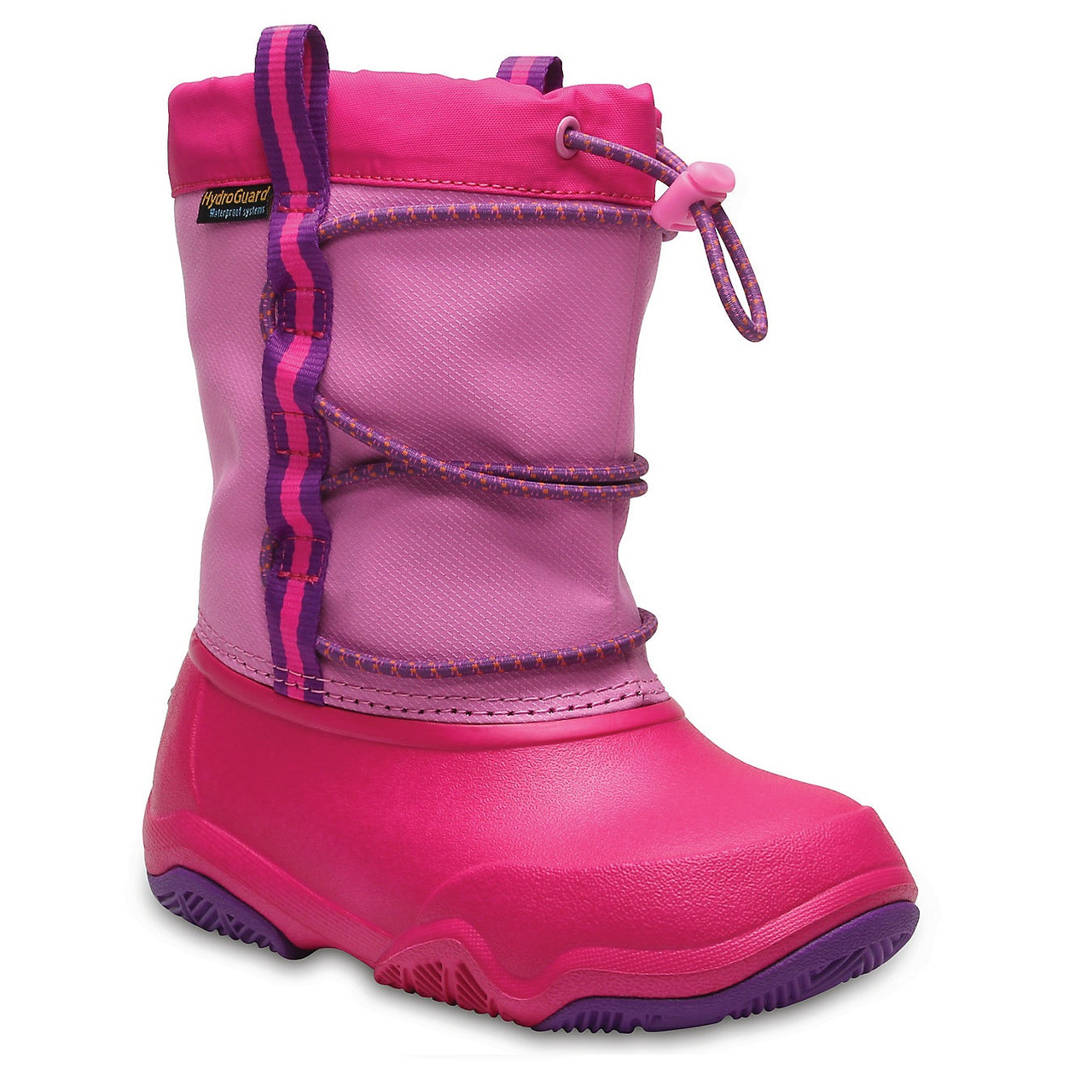 Чоботи зимові для дівчинки сноубутсы / Crocs Kids Swiftwater Waterproof Boot (204657), Рожеві 32-33