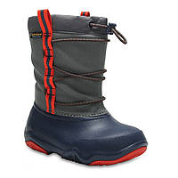 Чоботи зимові сноубутси для хлопчика/Crocs Kids Swiftwater Waterproof Boot (204657), Темно-сині