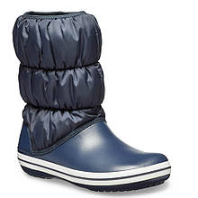 Сапоги зимние женские непромокаемые дутики / Crocs Women's Winter Puff Boot (14614), Темно-синие с белым 37
