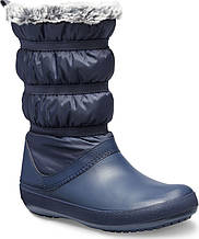 Сапоги зимние женские непромокаемые дутики с мехом / Crocs Womens Crocband Winter Boot (205314) Темно-синие 37