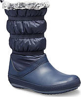 Чоботи зимові жіночі непромокальні дутики з хутром / Crocs Womens Crocband Winter Boot (205314) Темно-сині 37