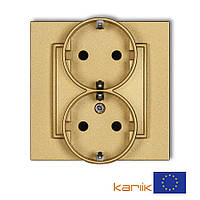 Розетка 2-на з з\к Karlik MINI 29MGP-2sp Золото із шторками захисними