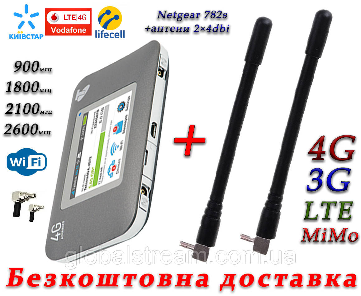 Мобільний 4G/3G WiFi Роутер Netgear 782s + 2 антени 4G(LTE) по 4 db